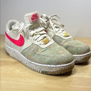 Nike Kids Air Force 1 Cream and Pink Sneakers